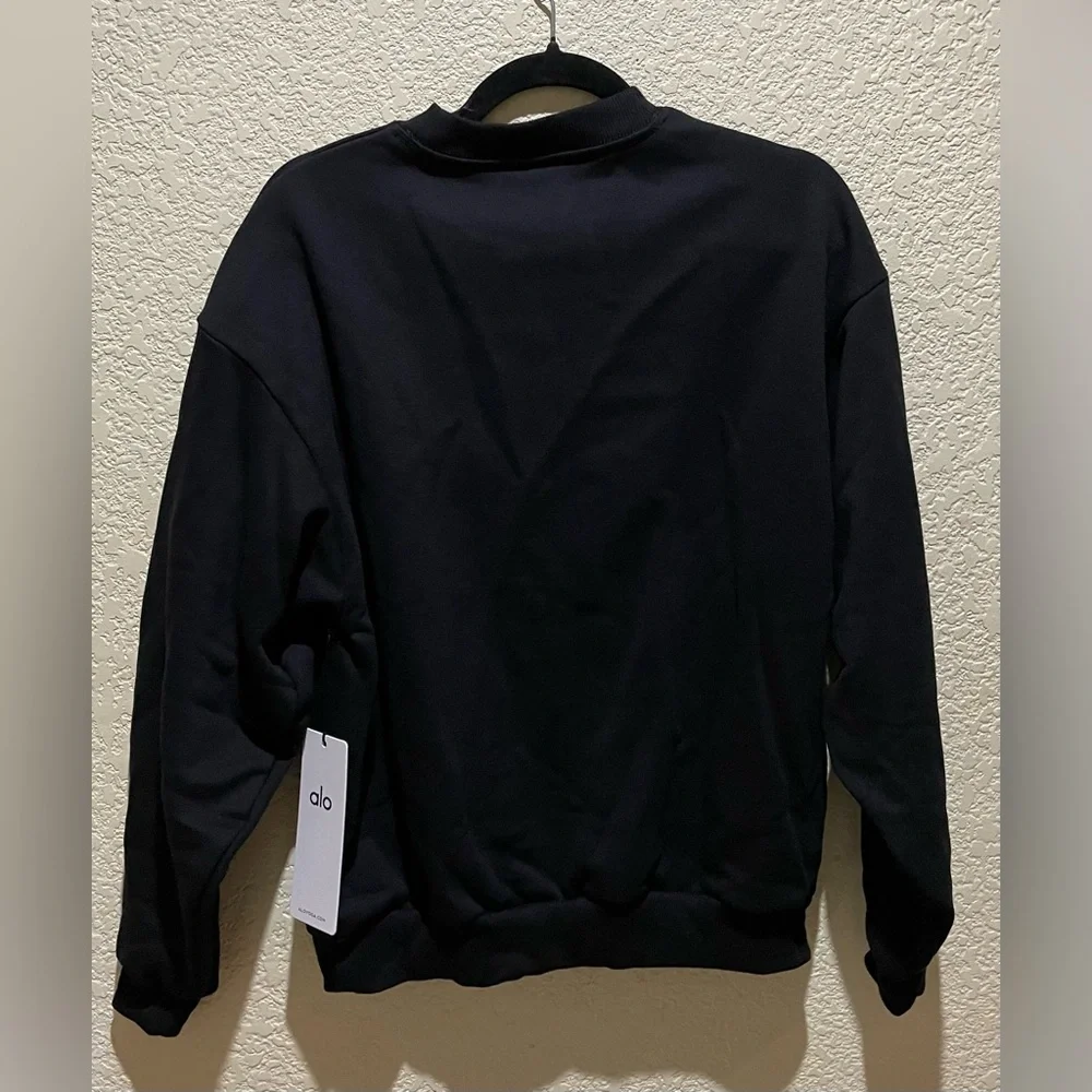 Alo Yoga NWT Accolade Crew Neck Pullover Black Size XXS Oversized